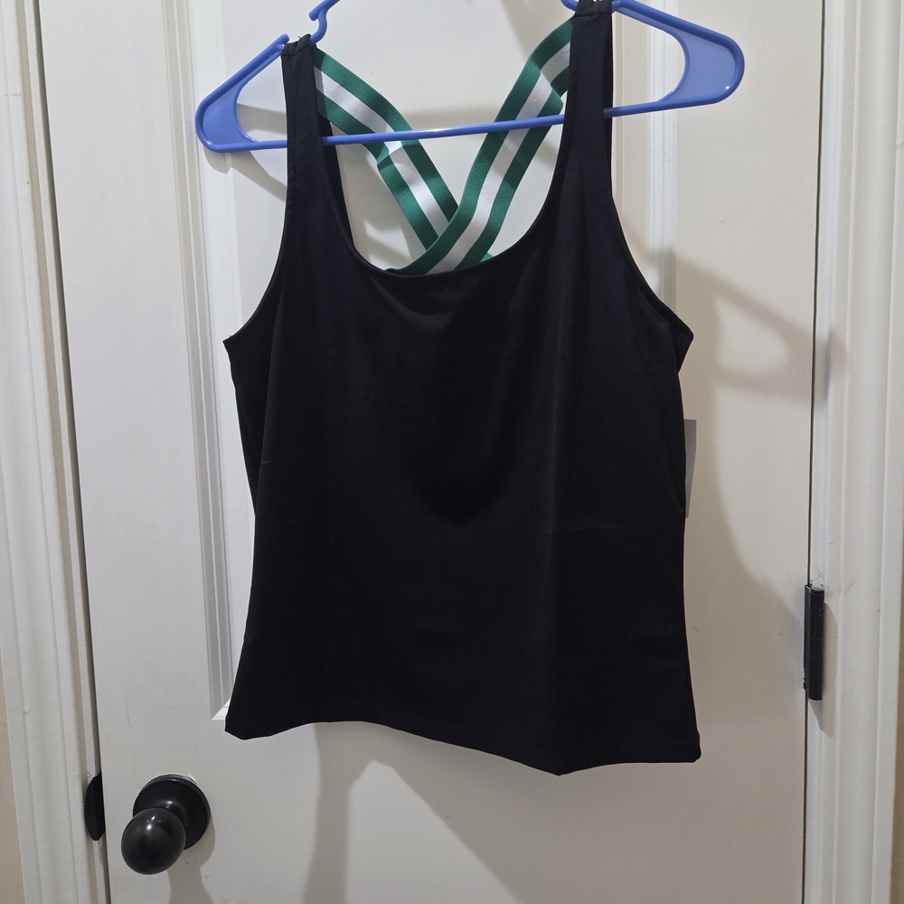 NY&C Black Women's Top with Green Straps